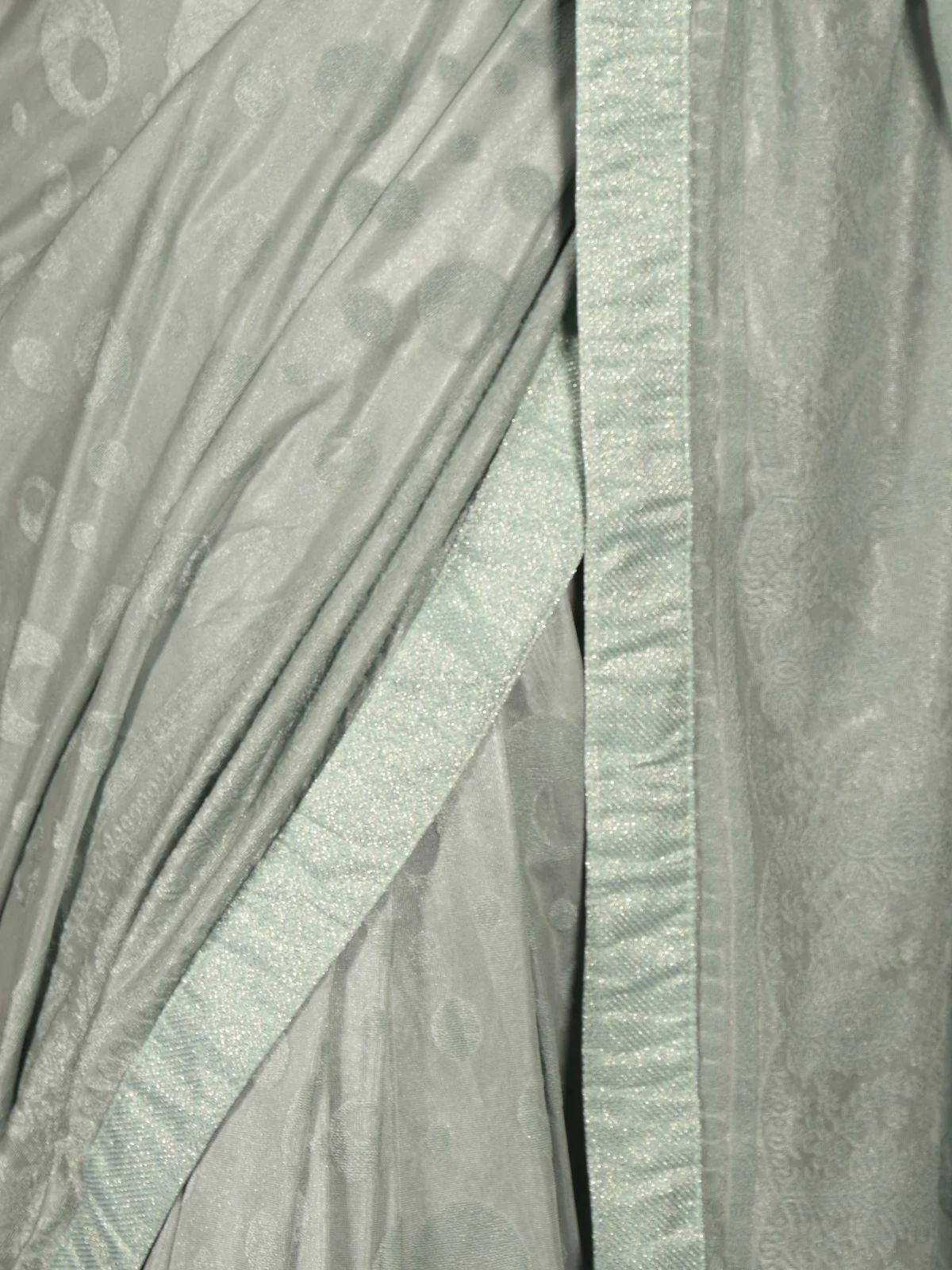 Odette Sea Green Woven Lycra Saree with Unstitched Blouse for Women - Image 5