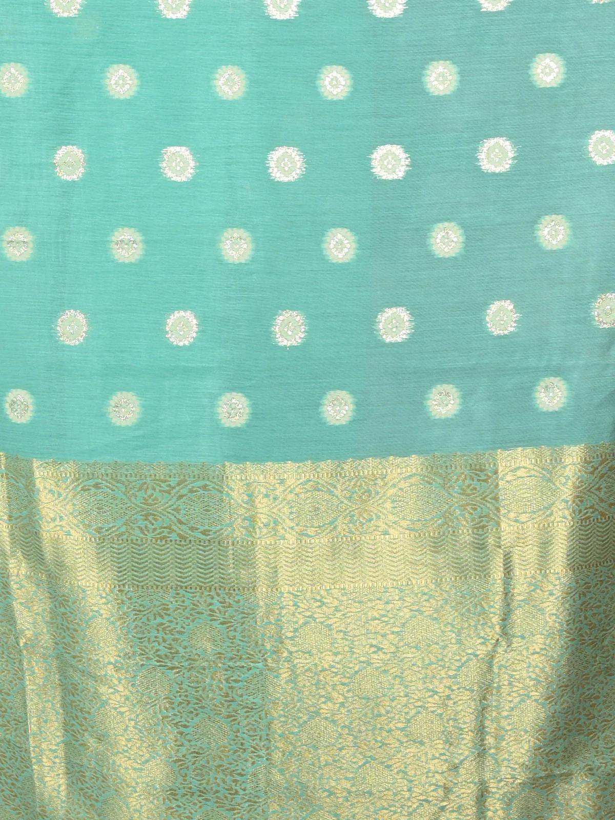 Odette Sea Green Woven Silk Blend Saree With Unstitched Blouse For Women - Image 5