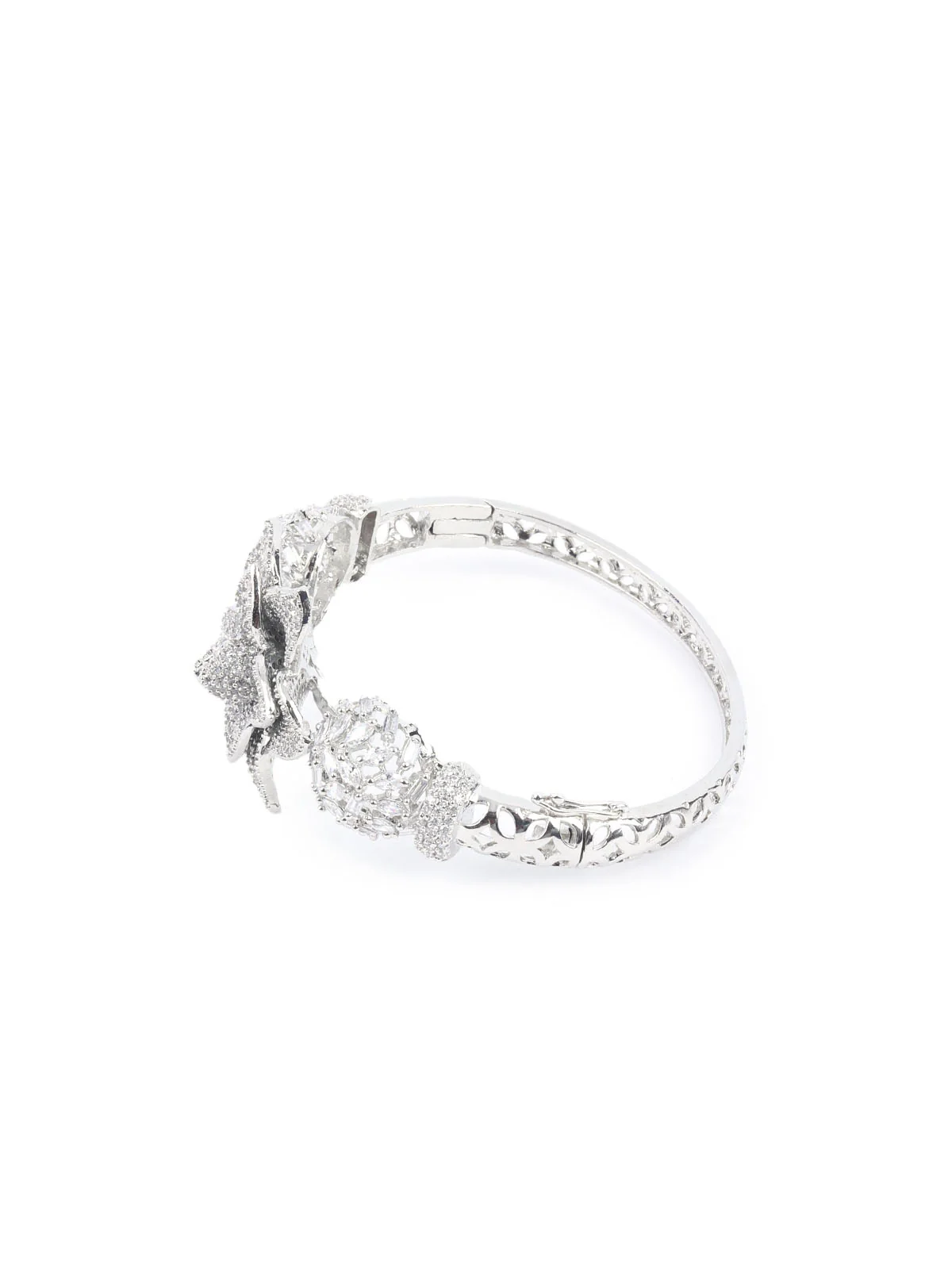 Odette Silver Alloy Embellished Bracelet For Women - Image 5