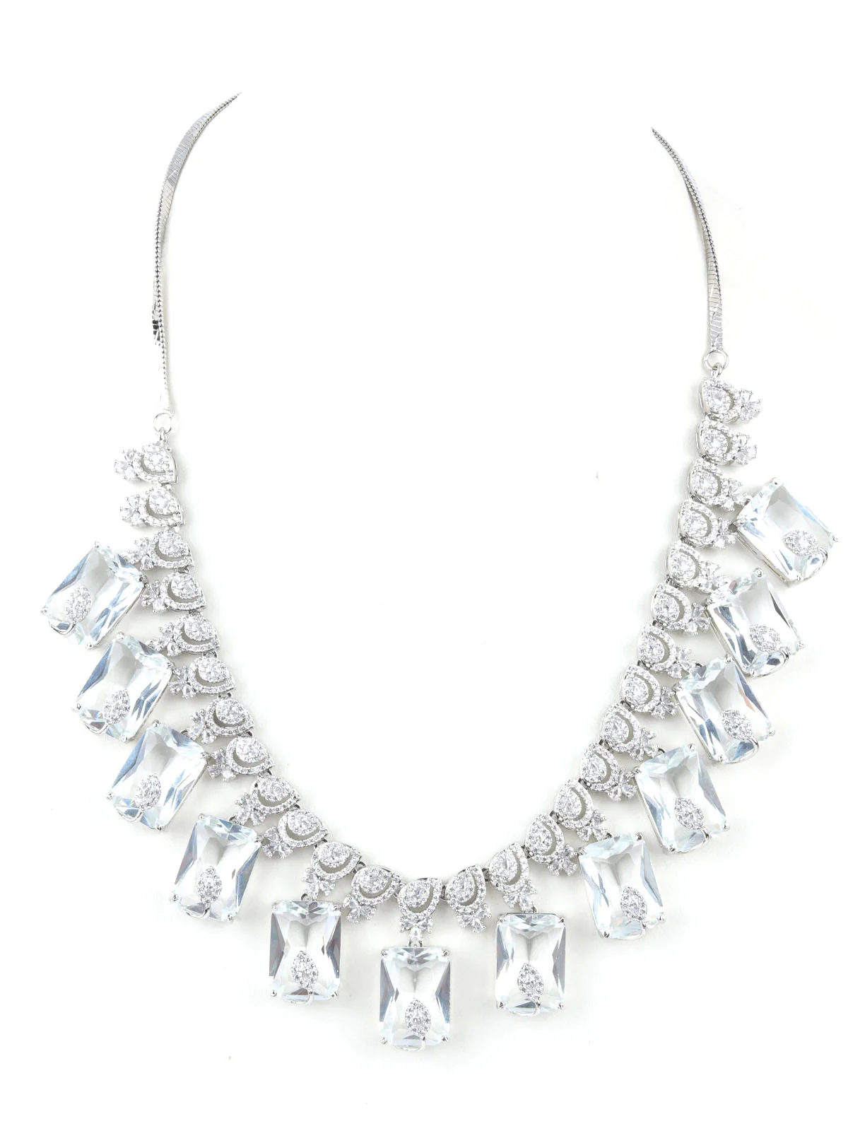 Odette Silver Alloy Embellished Jewellery Set For Women - Image 3