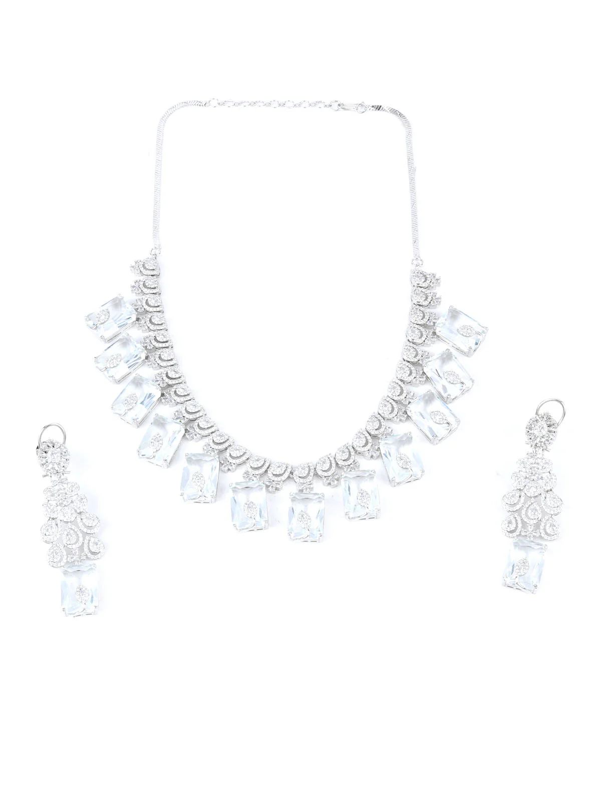 Odette Silver Alloy Embellished Jewellery Set For Women - Image 7