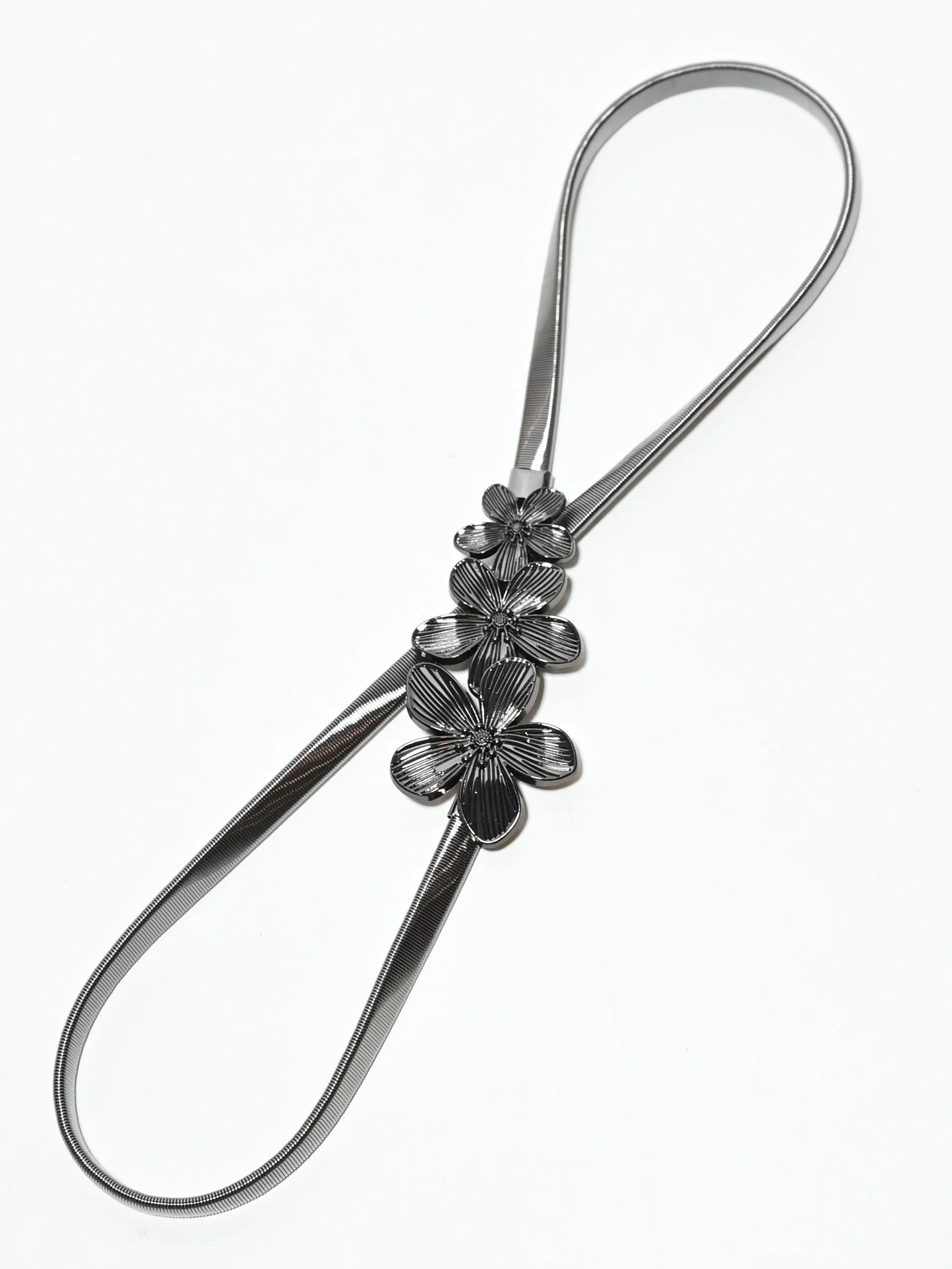 Odette Silver Alloy Metallic Design Belt For Women - Image 3