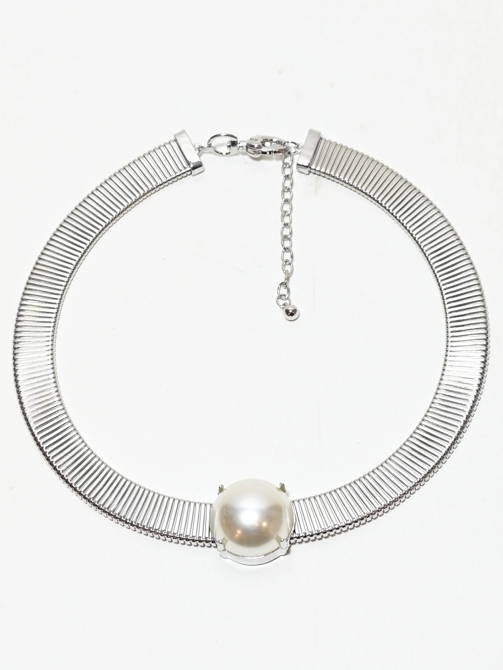Odette Silver Alloy Pearl Neckpiece For Women - Image 2