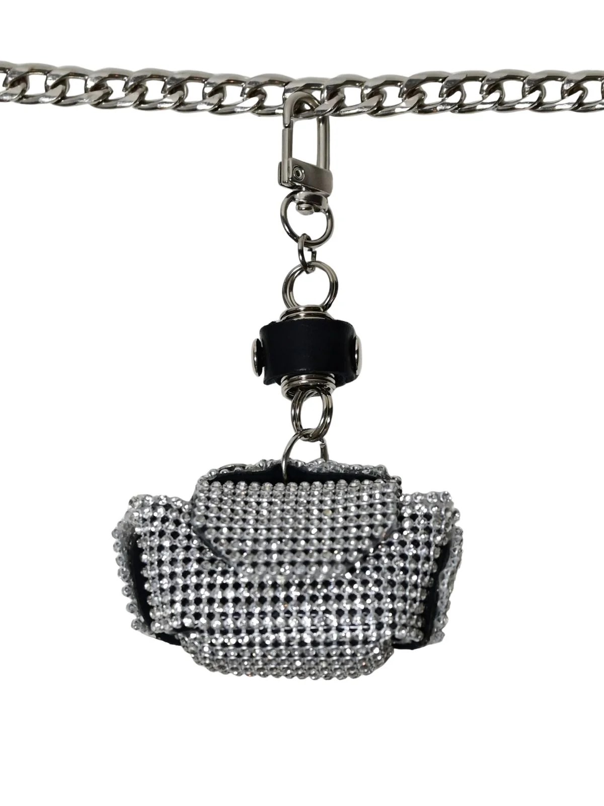 Odette Silver Alloy Stone Belt Bag For Women - Image 4