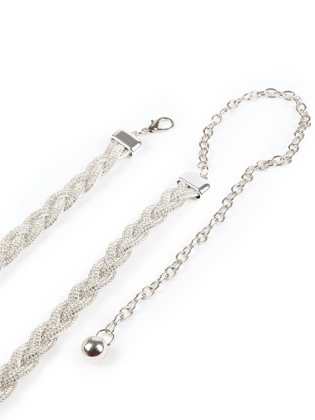 Odette Silver Alloy & Suede Embellished Belt For Women - Image 5