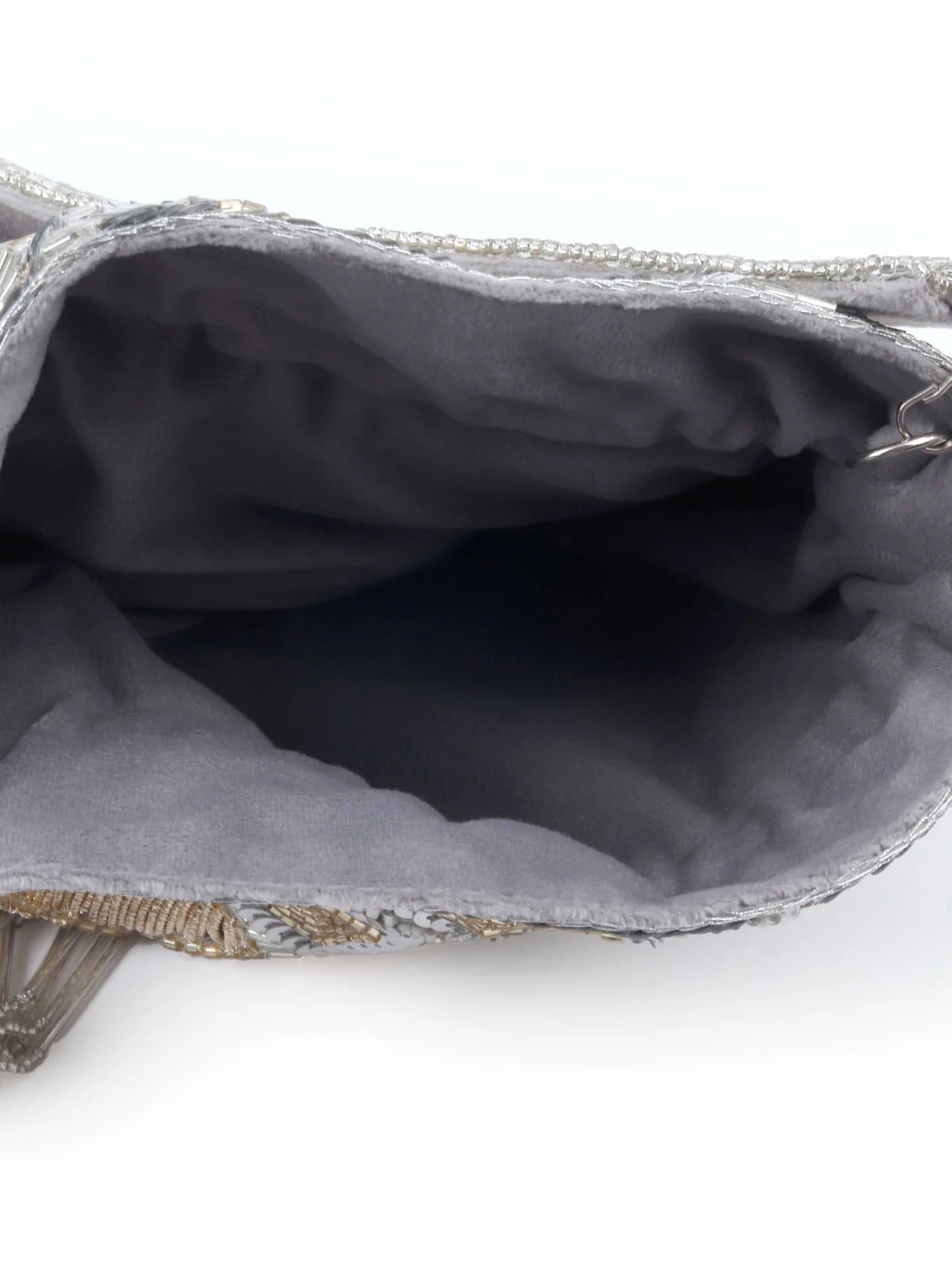 Odette Silver And Gold Velvet Embellished Potli For Women - Image 6