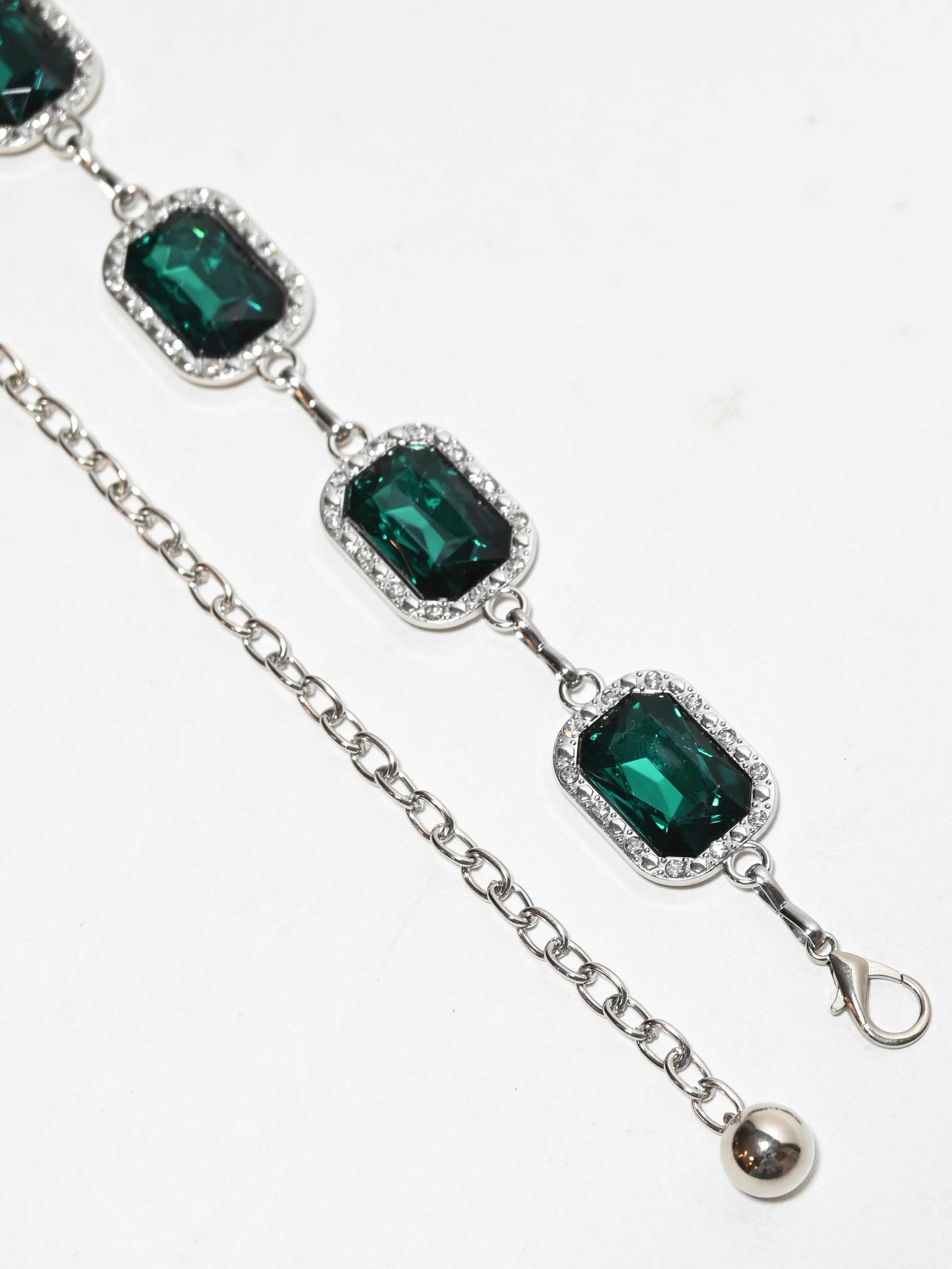 Odette Silver And Green Alloy Stone Work Belt For Women - Image 5