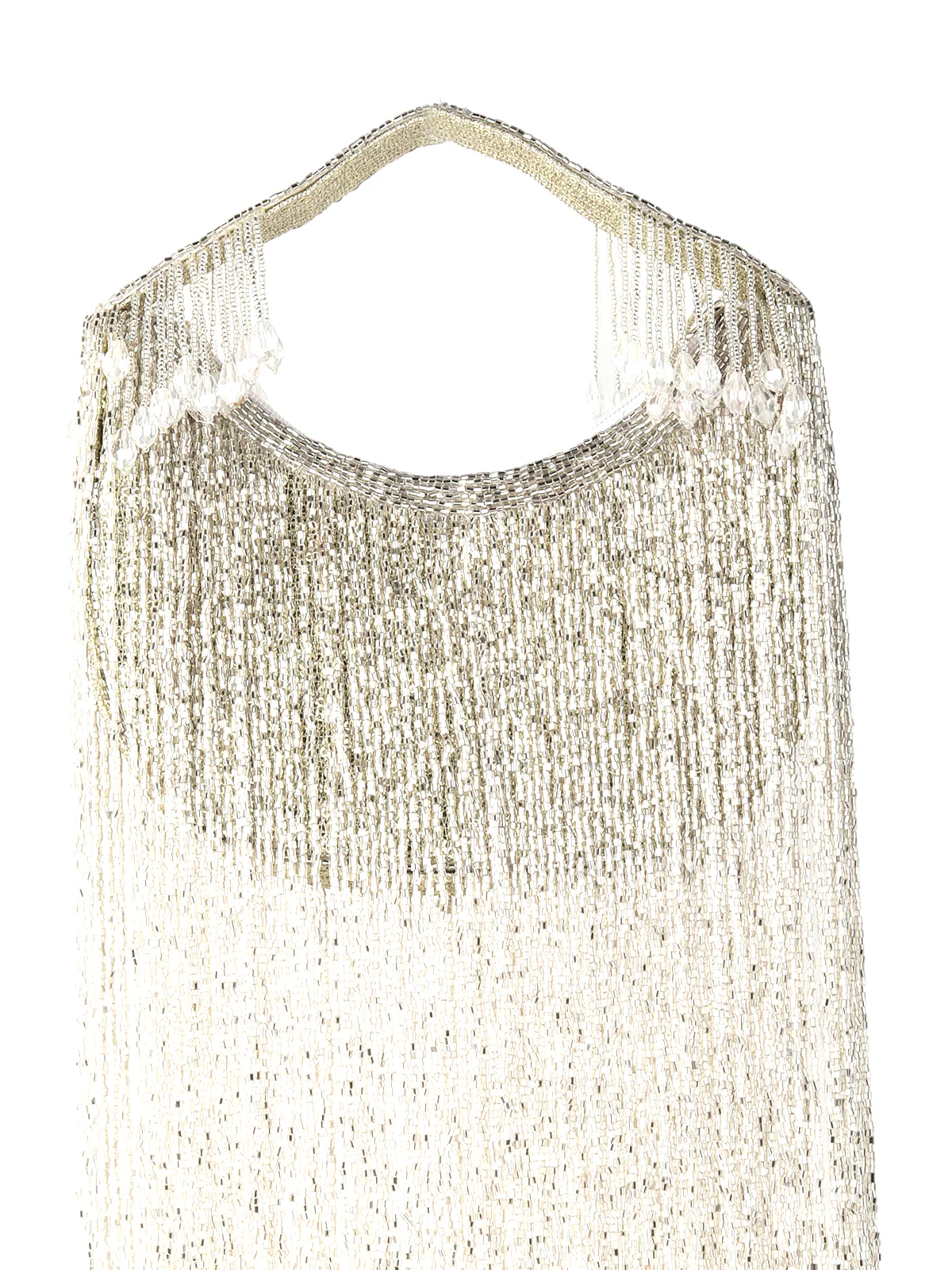 Odette Silver Cutdana Tassels Moon Clutch Bag For Women - Image 4