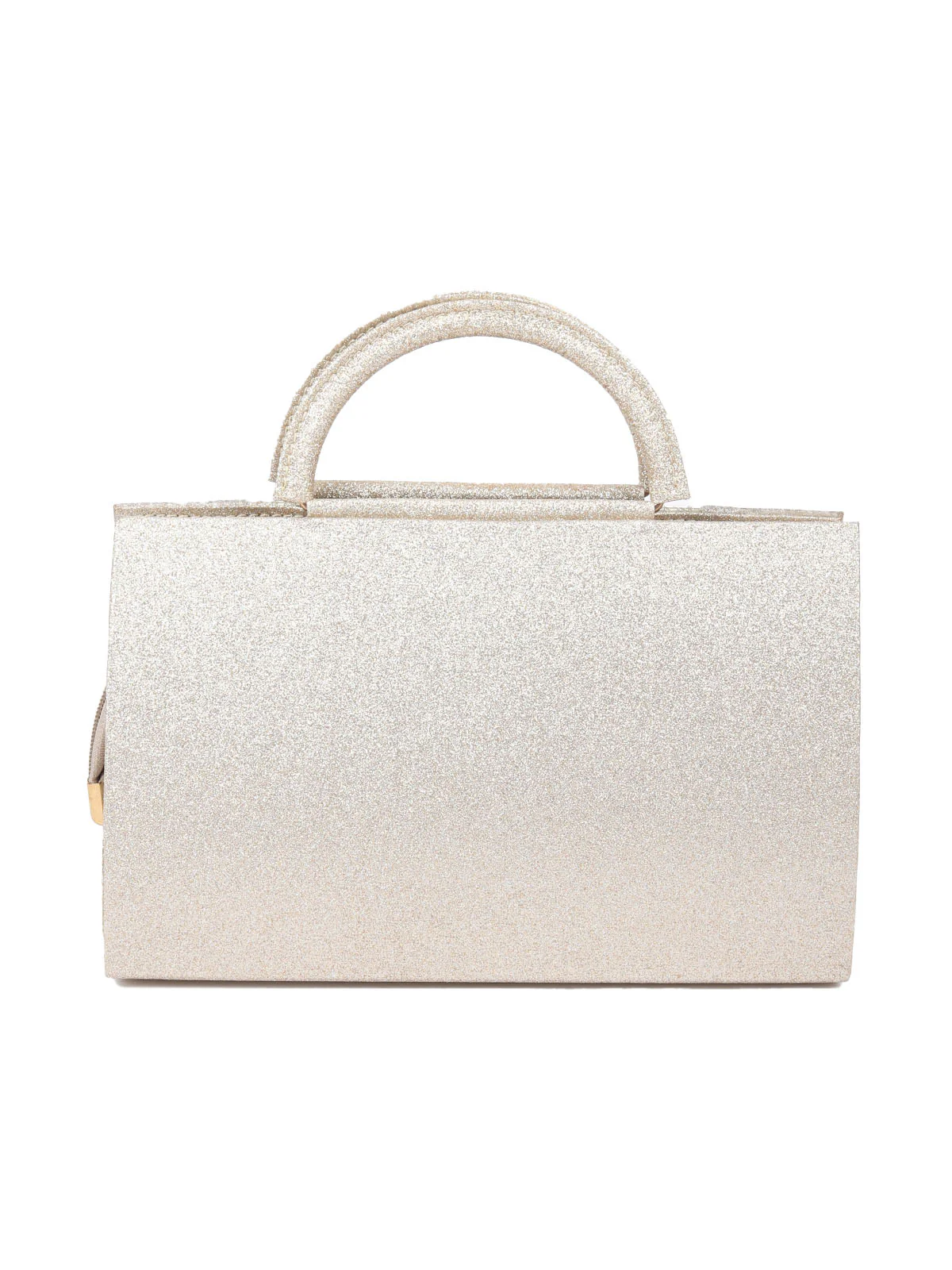 Odette Silver Glittery Fabric Hand Bag For Women - Image 5