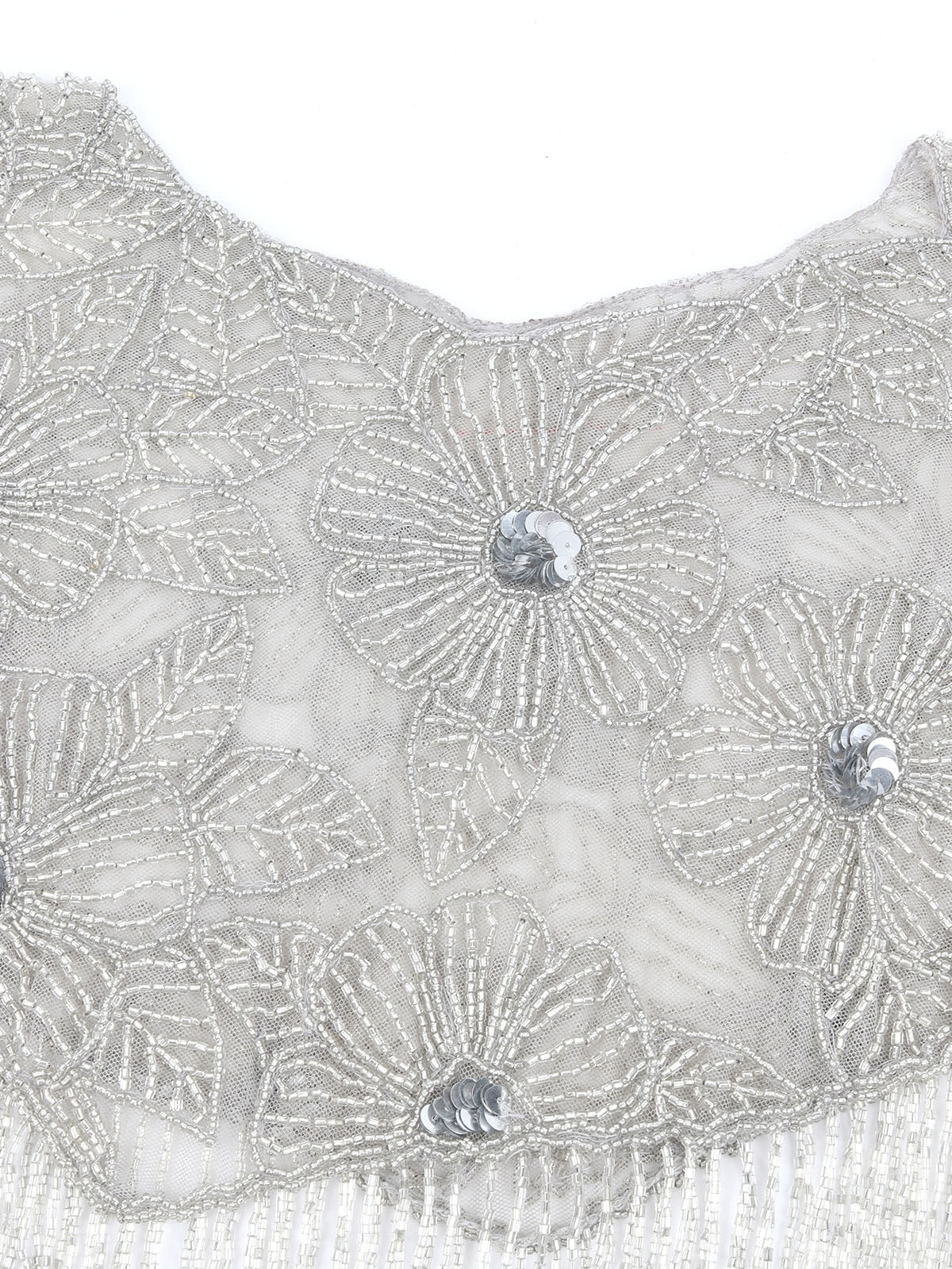 Odette Silver & Grey Net Embellished Cape For Women - Image 5