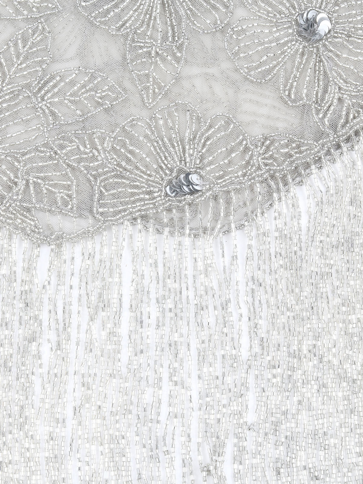 Odette Silver & Grey Net Embellished Cape For Women - Image 6
