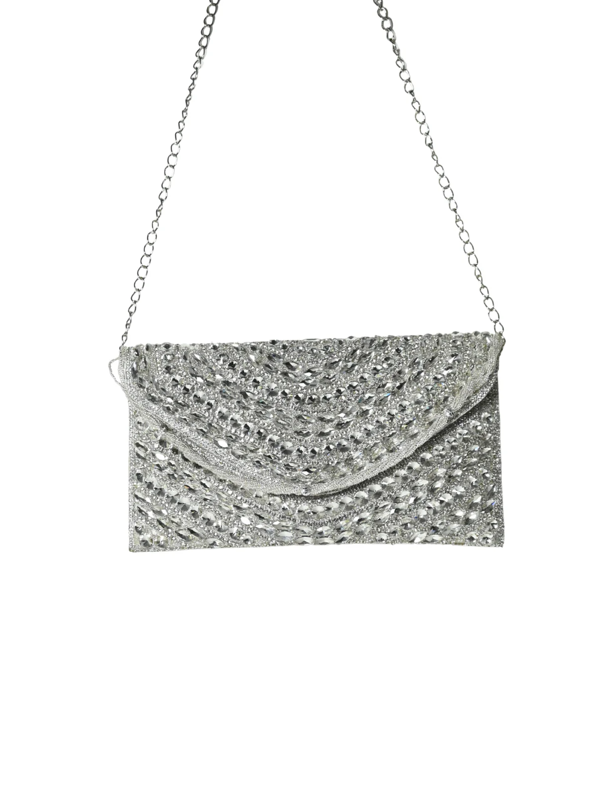 Odette Silver Jute Embellished Clutch For Women - Image 5