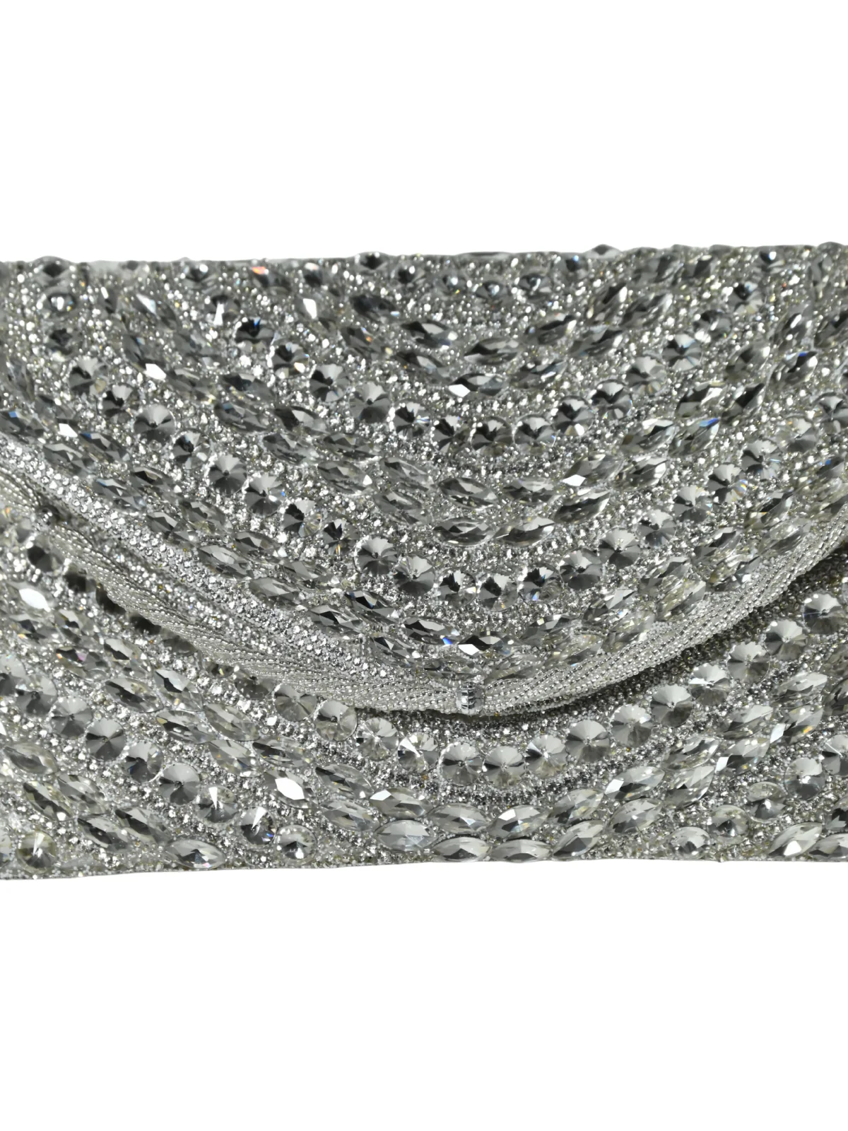Odette Silver Jute Embellished Clutch For Women - Image 8