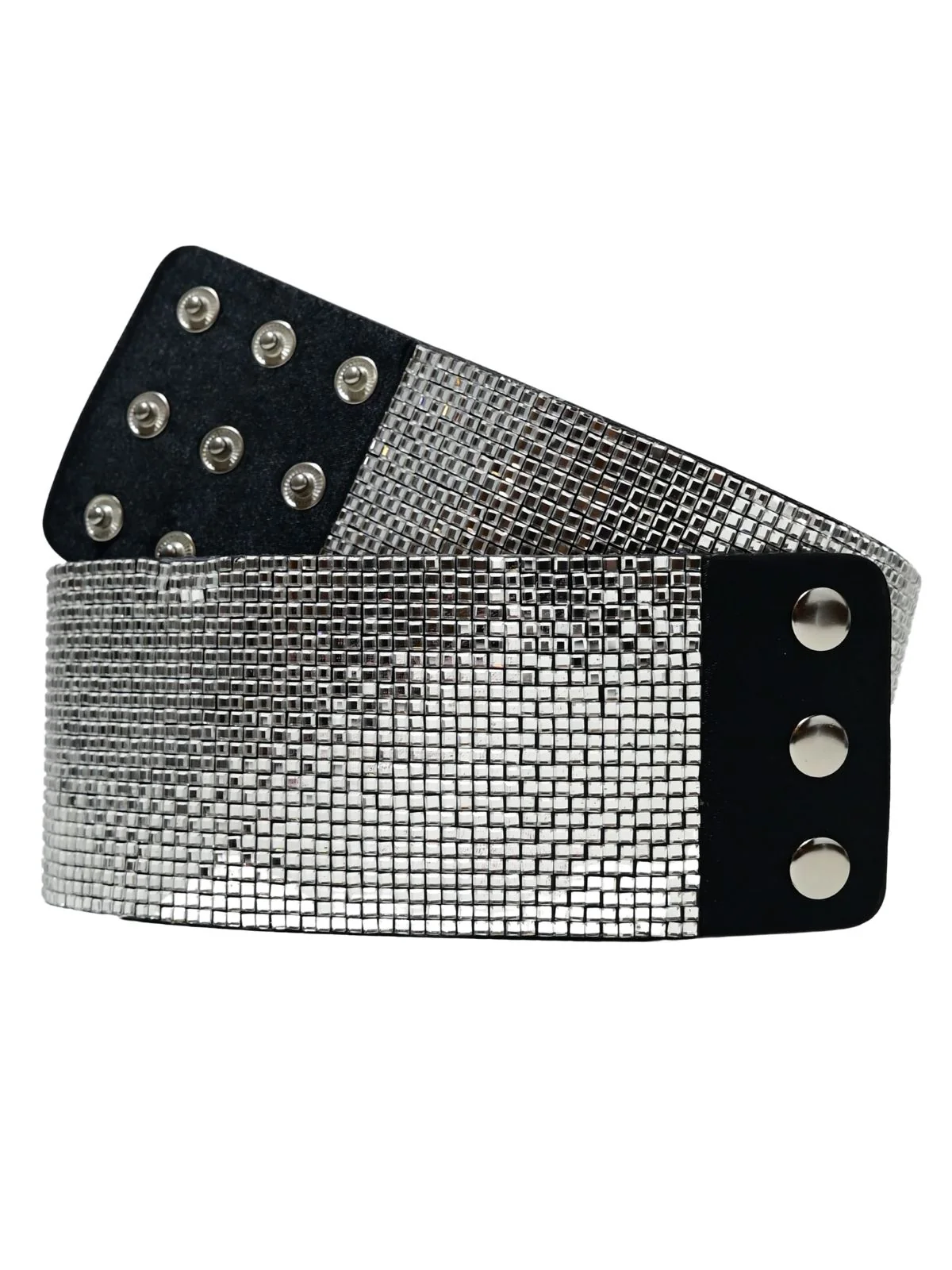 Odette Silver PU Embellished Belt For Women - Image 3