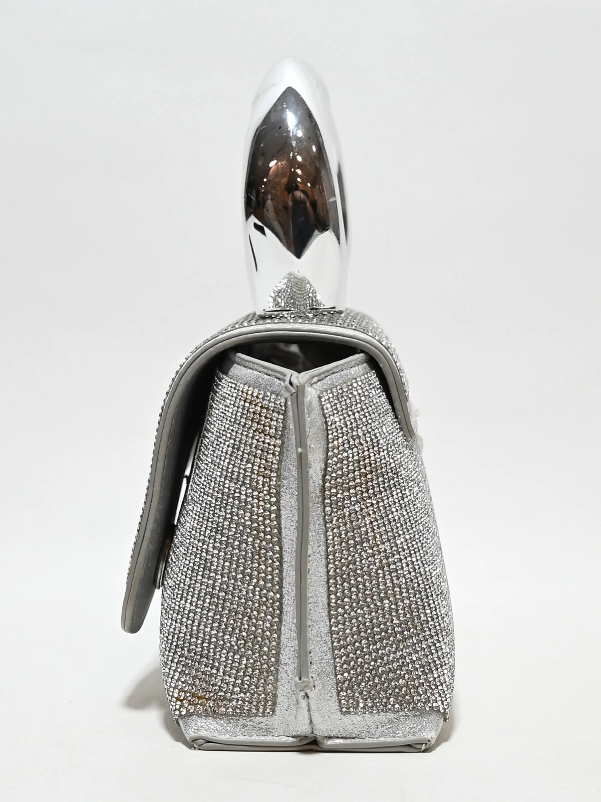 Odette Silver PU Stone Embellished Clutch For Women - Image 3