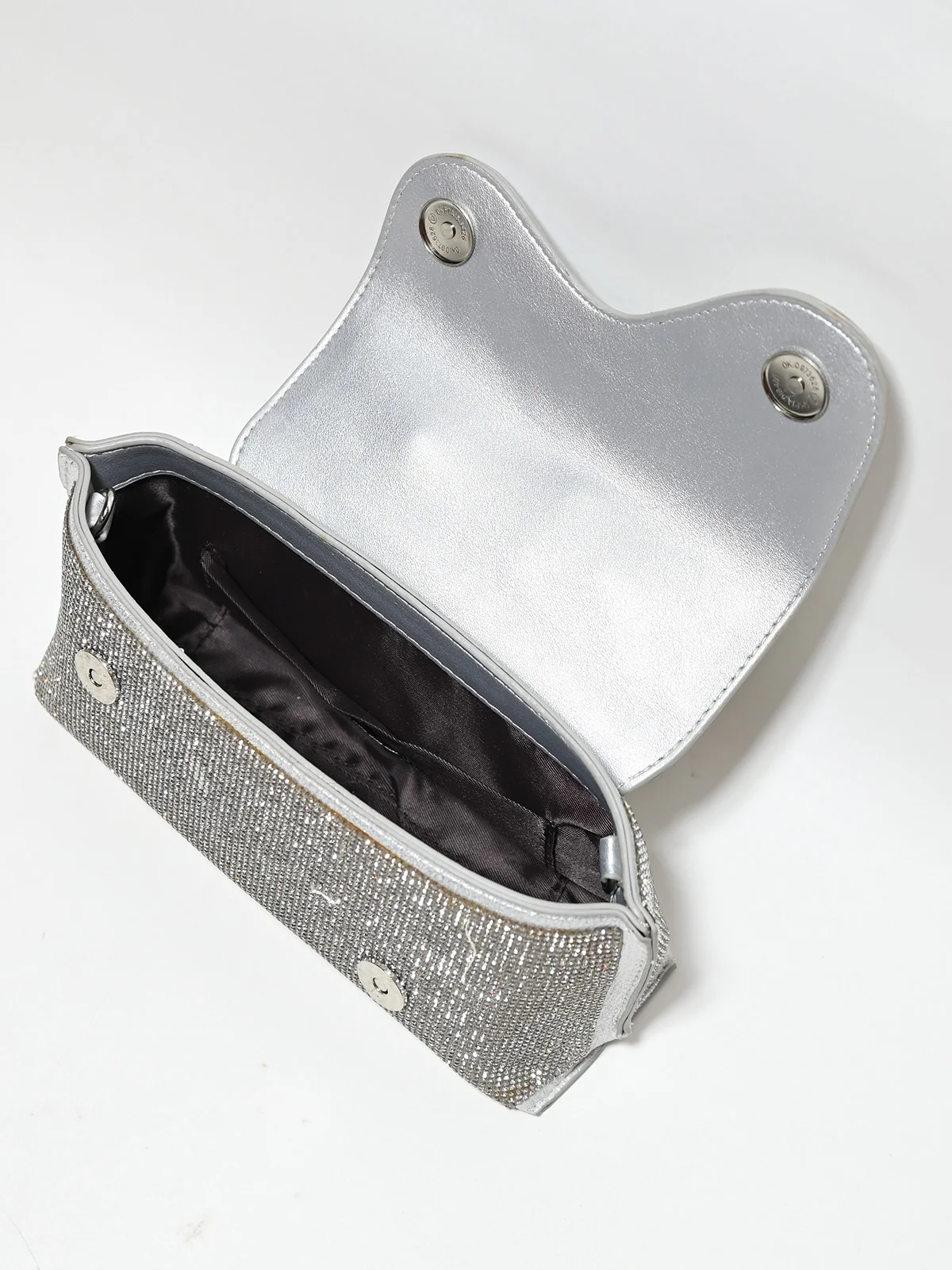 Odette Silver PU Stone Embellished Clutch For Women - Image 5