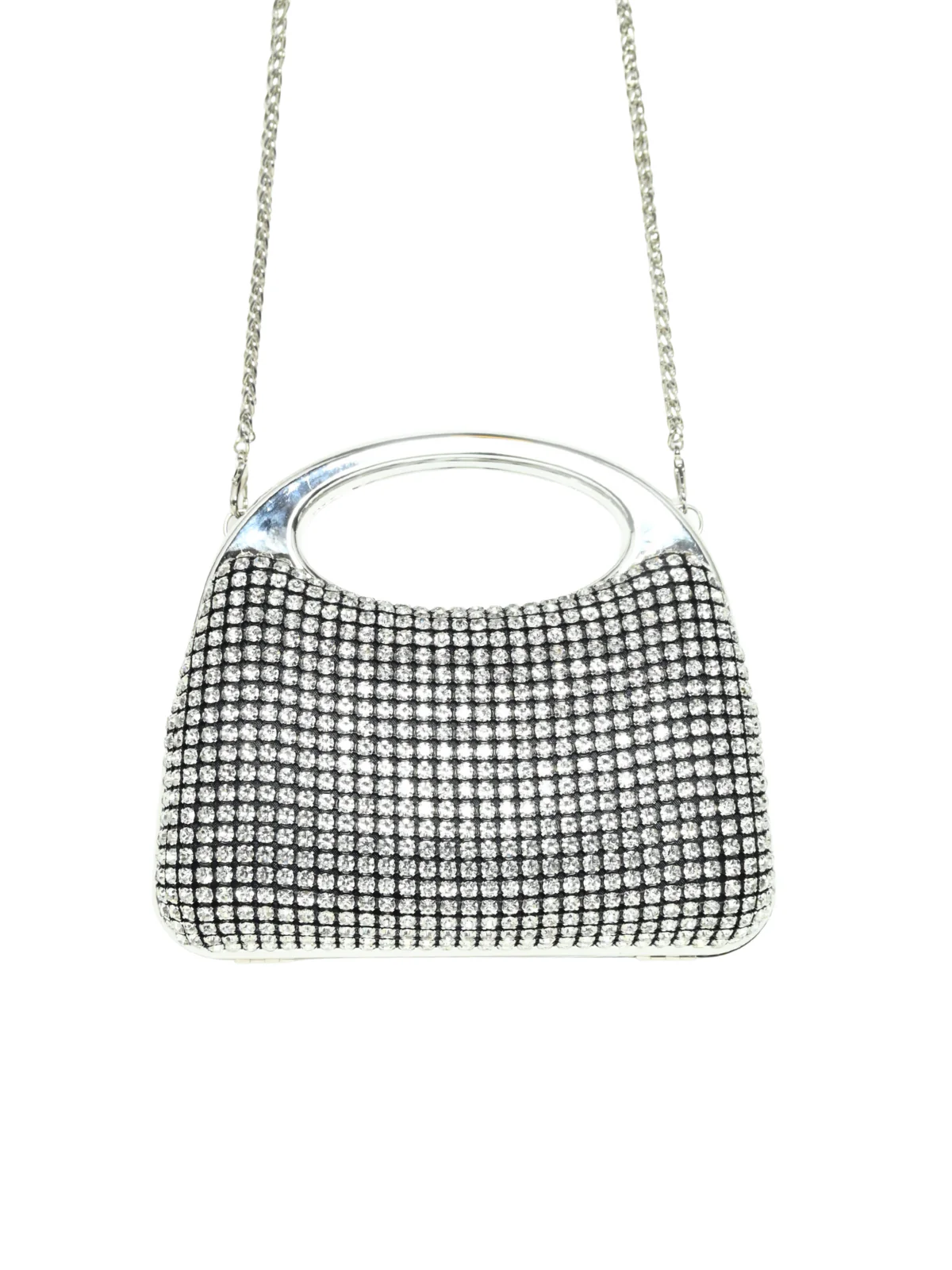Odette Silver Silk Blend Embellished Clutch For Women - Image 3