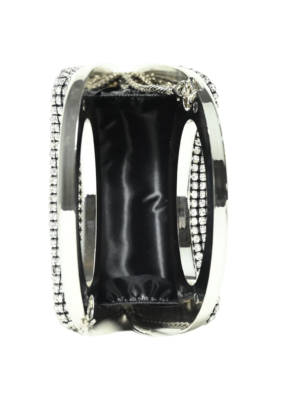 Odette Silver Silk Blend Embellished Clutch For Women - Image 7