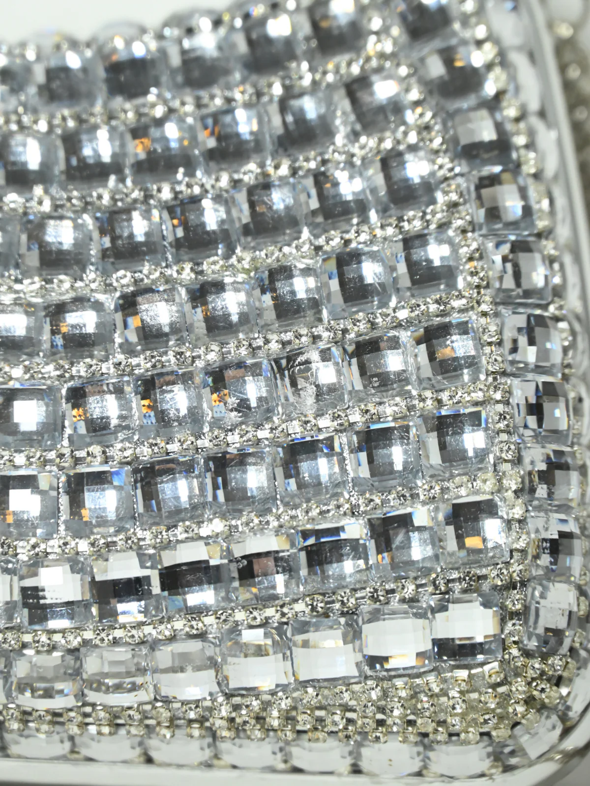 Odette Silver Silk Blend Embellished Clutch For Women - Image 6
