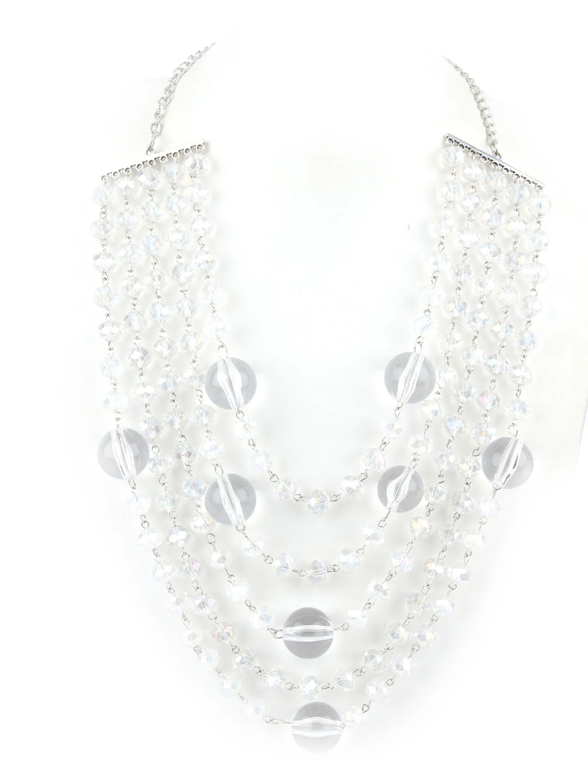 Odette Silver & Transparent Alloy Embellished Neckpiece For Women - Image 3