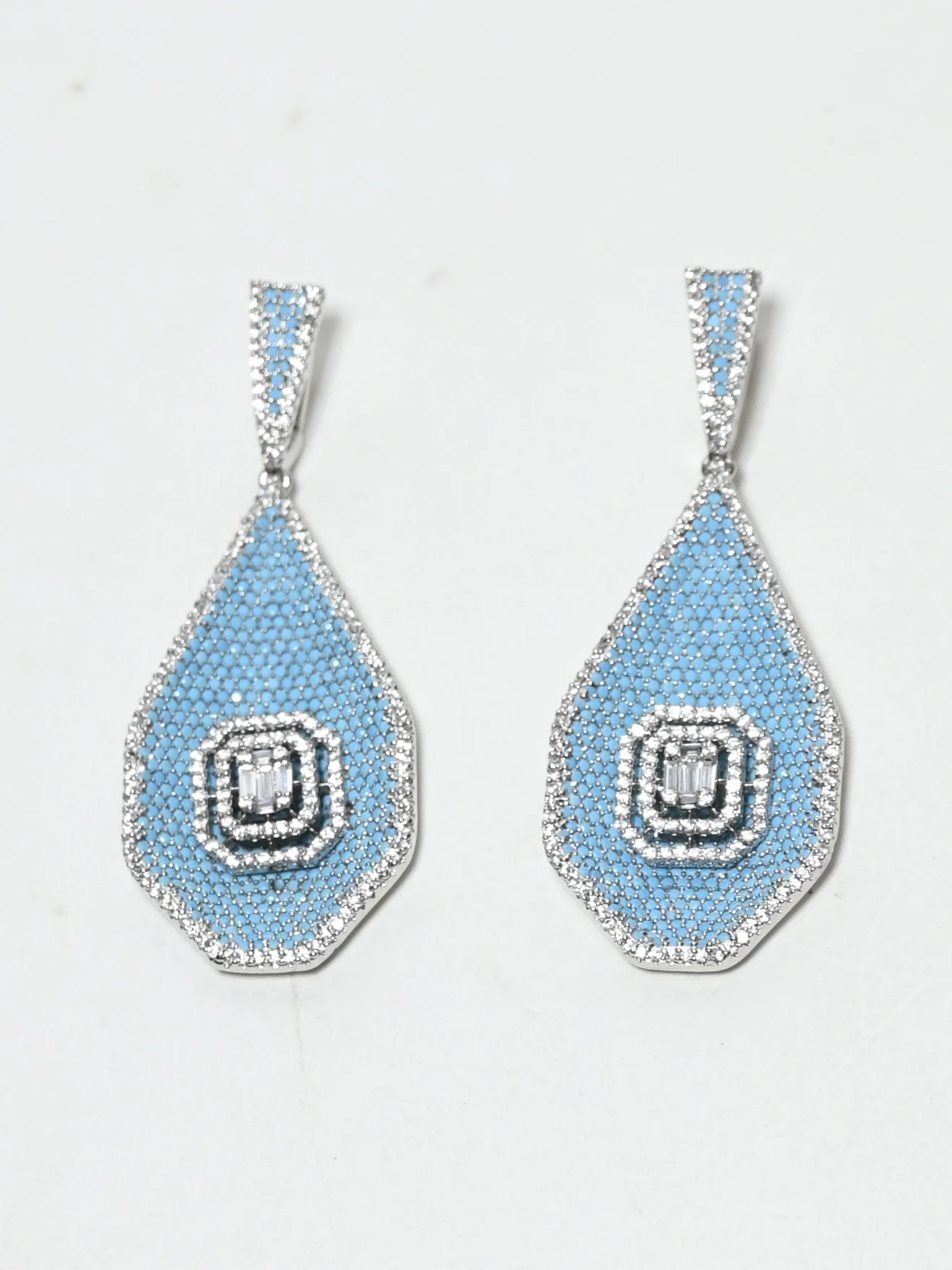 Odette Sky Blue Alloy Stone Earrings For Women - Image 3