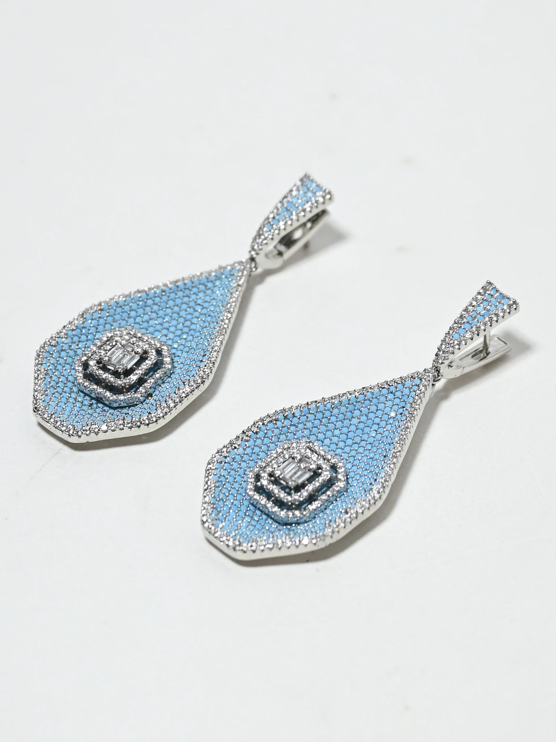Odette Sky Blue Alloy Stone Earrings For Women - Image 4
