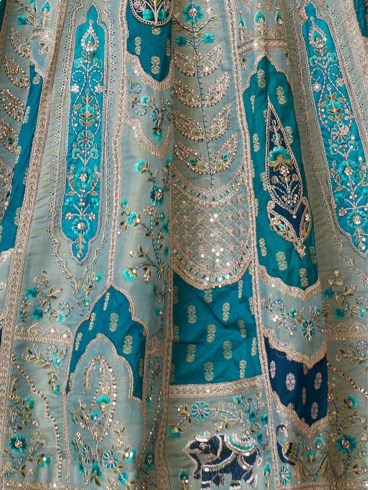 Odette Sky Blue Banarasi Silk Embroidered Semi-Stitched Lehenga For Women - Image 5