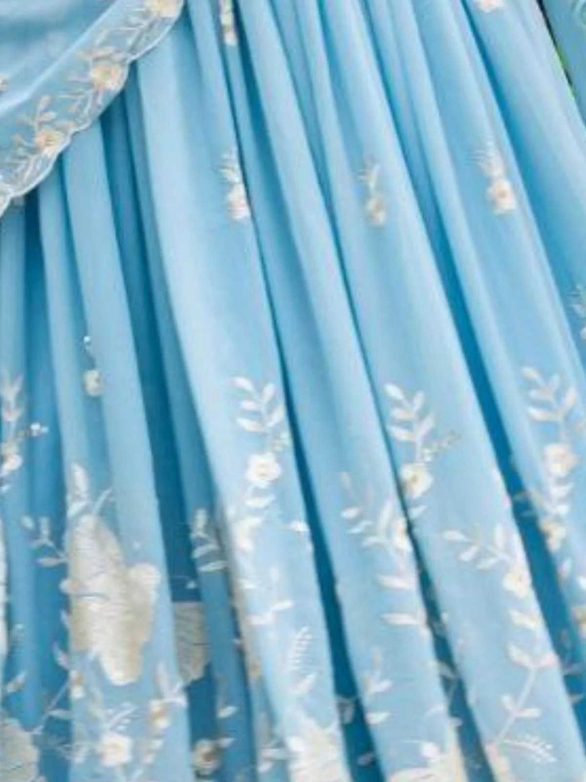 Odette Sky Blue Georgette Embellished Semi Stitched Lehenga For Women - Image 6