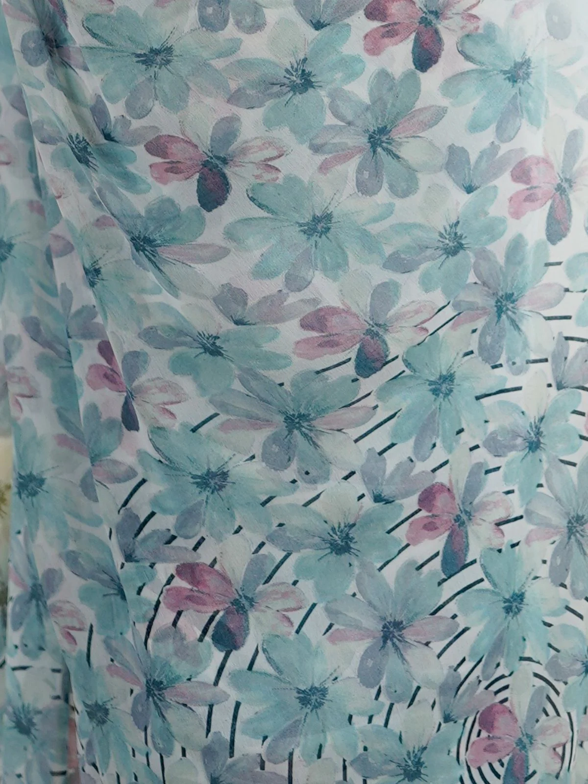 Odette Sky Blue Georgette Printed Saree For Women - Image 4