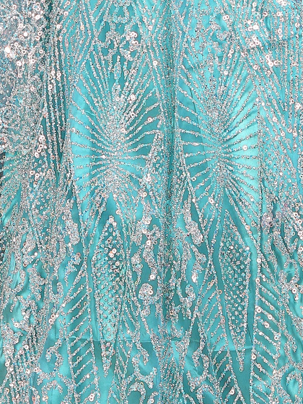 Odette Sky Blue Net Embellished Semi-Stitched lehenga For Women - Image 6