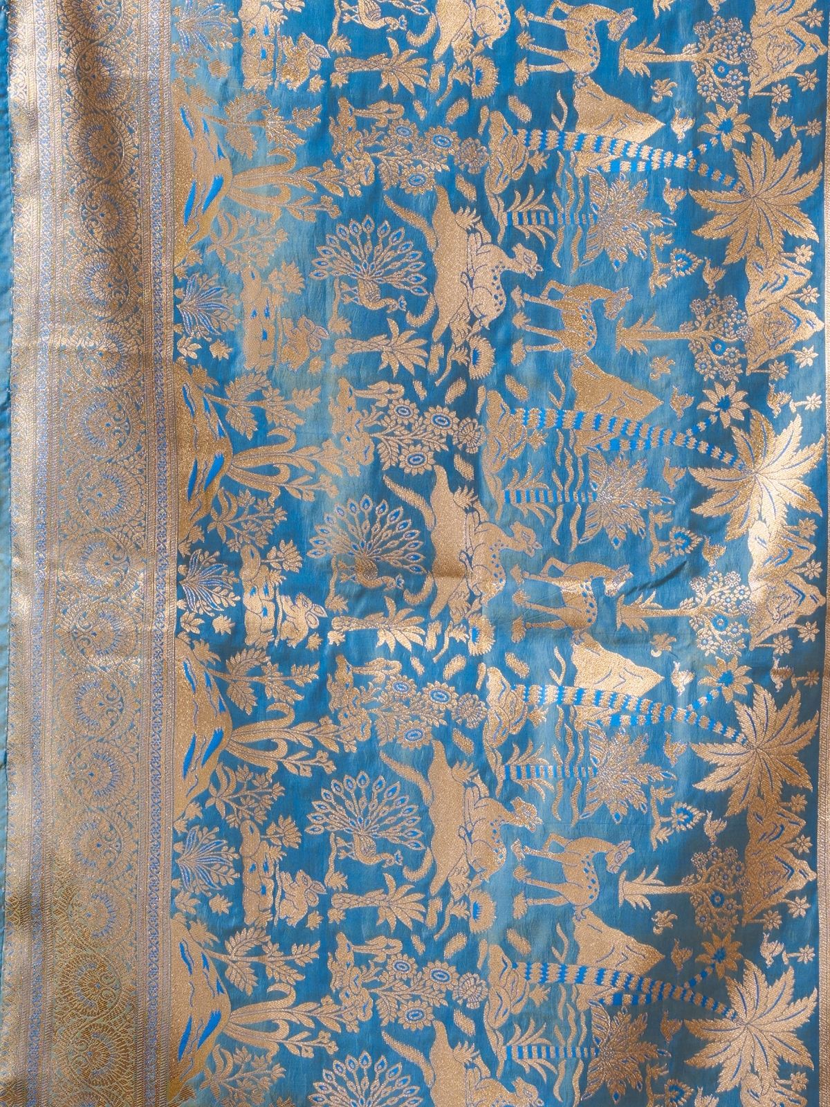Odette Sky Blue Silk Blend Woven Saree For Women - Image 6