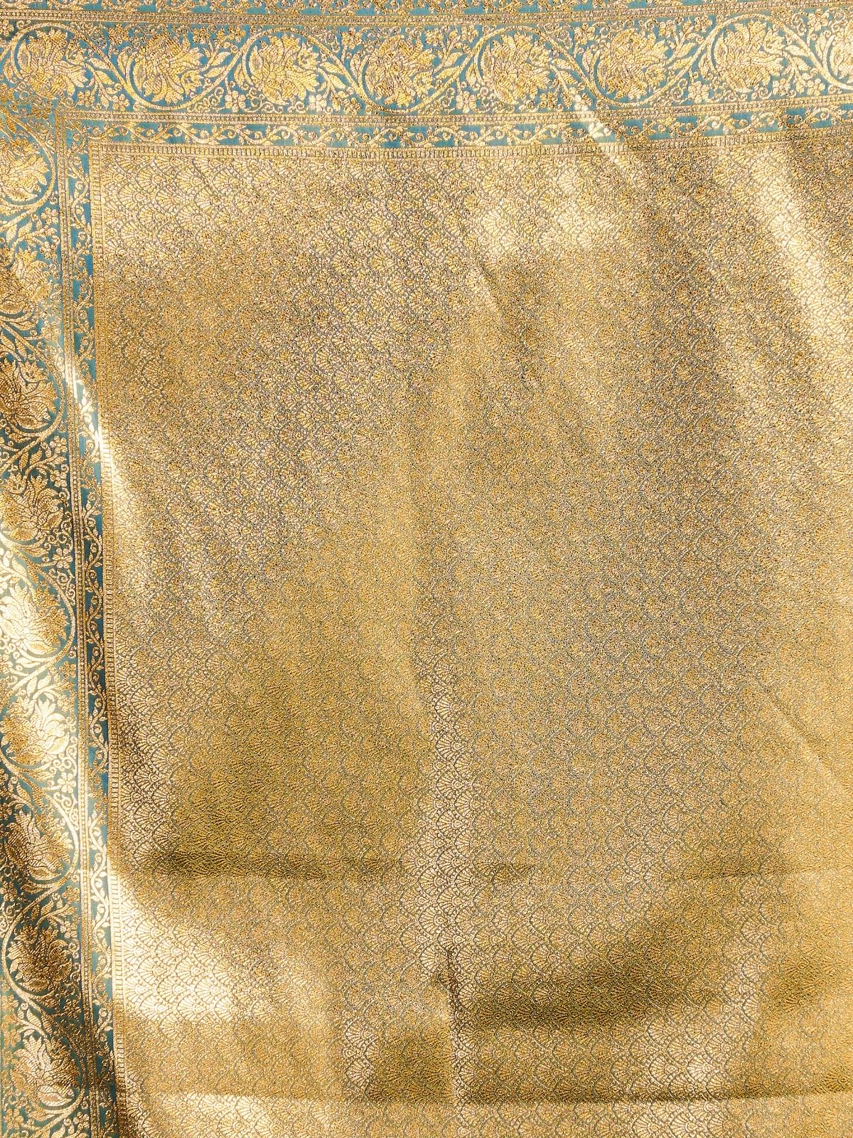 Odette Sky Blue Silk Blend Woven Saree For Women - Image 6