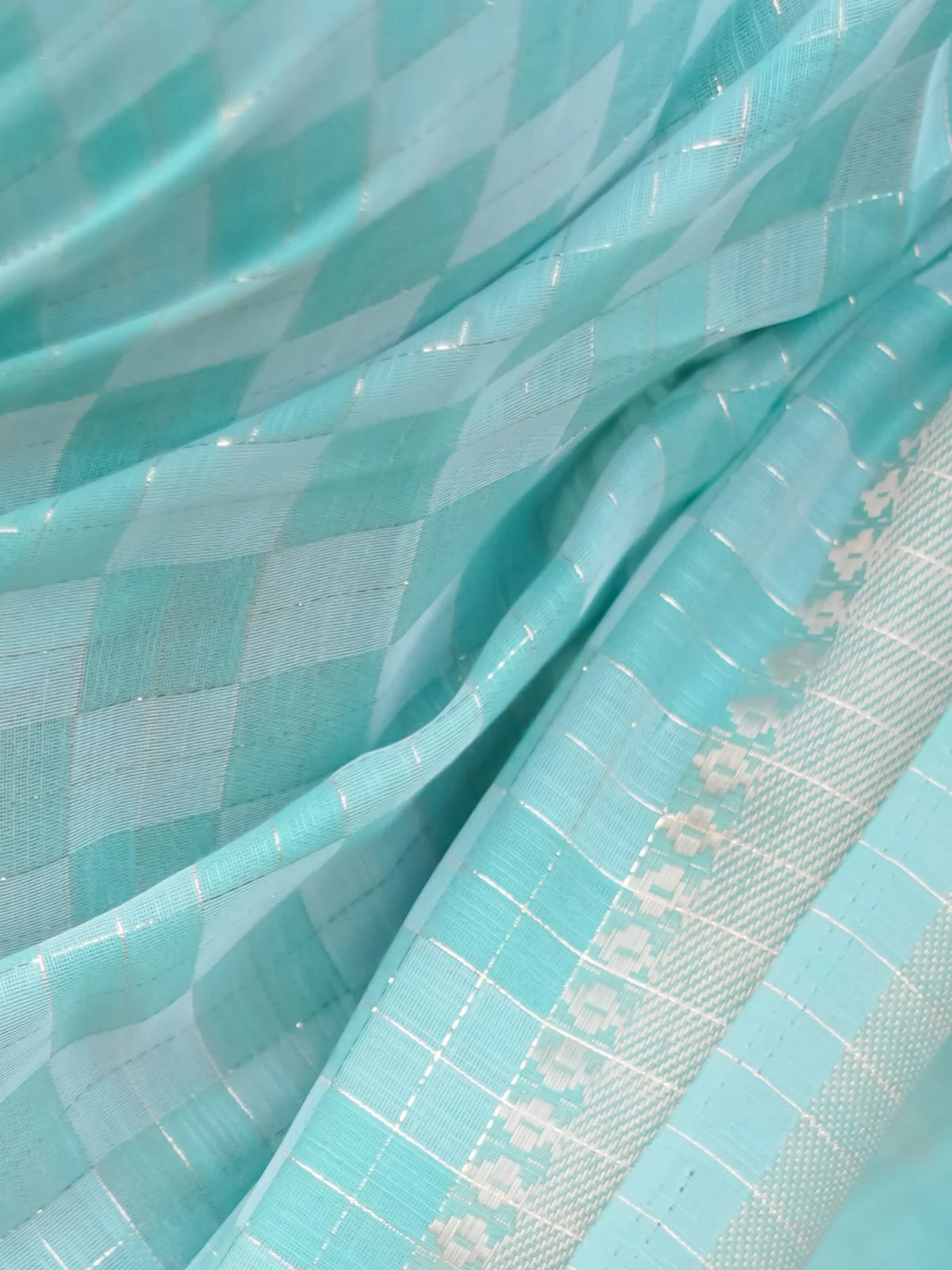 Odette Sky Blue Silk Blend Woven Saree For Women - Image 4