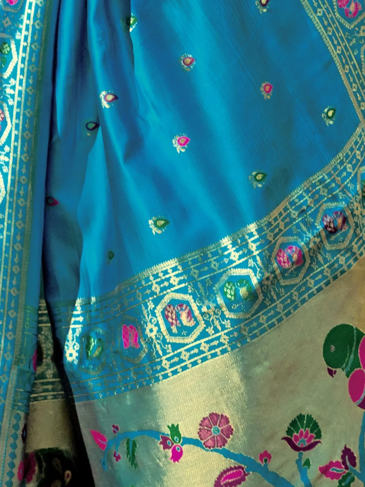 Odette Sky Blue Silk Woven Paithani Saree For Women - Image 5