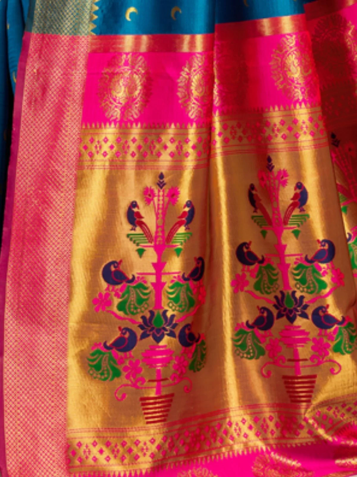 Odette Sky Blue Silk Woven Saree For Women - Image 5