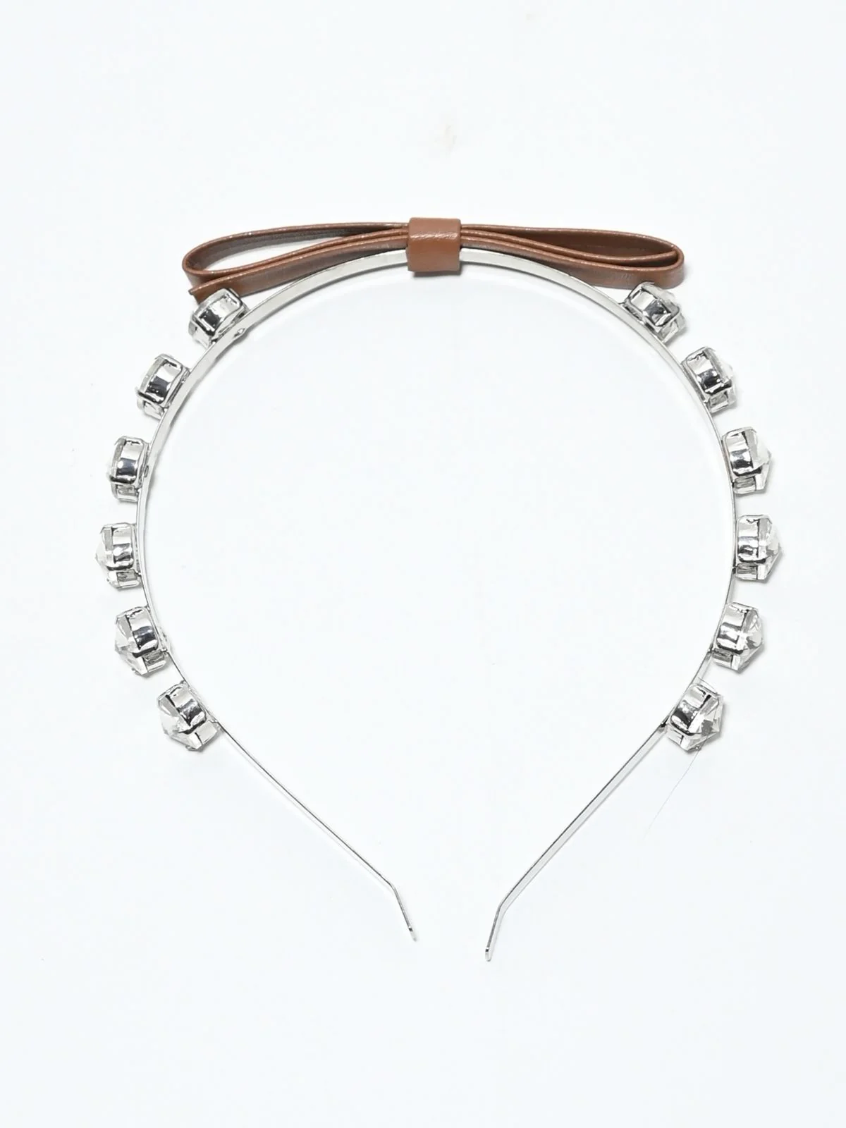 Odette Sliver And Brown Alloy Embellished Hair Band For Women - Image 3