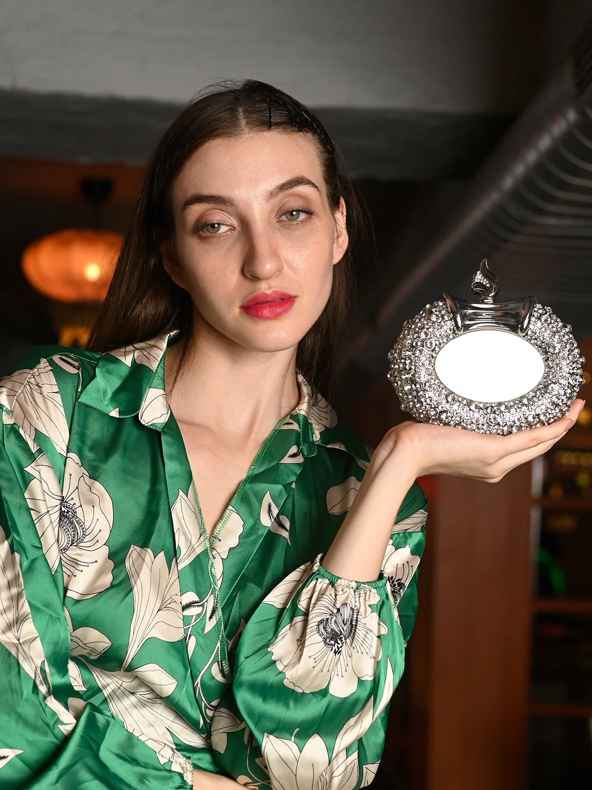 Odette Statement Ornate Silver Metal Clutch For Women - Image 2