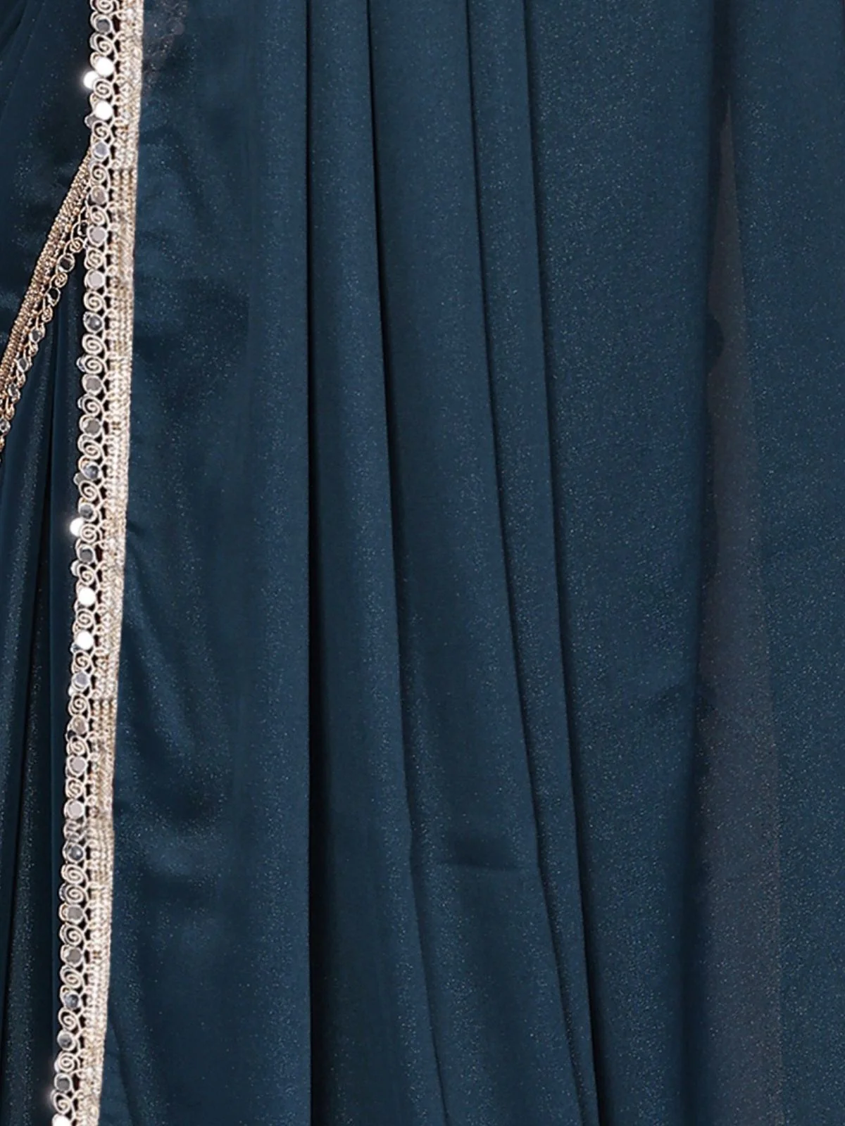 Odette Teal Blue Georgette Solid Saree For Women - Image 5