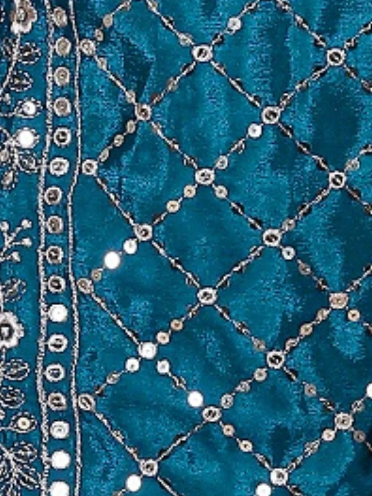 Odette Teal Chinon Embroidered Stitched Kurta Set For Women - Image 5