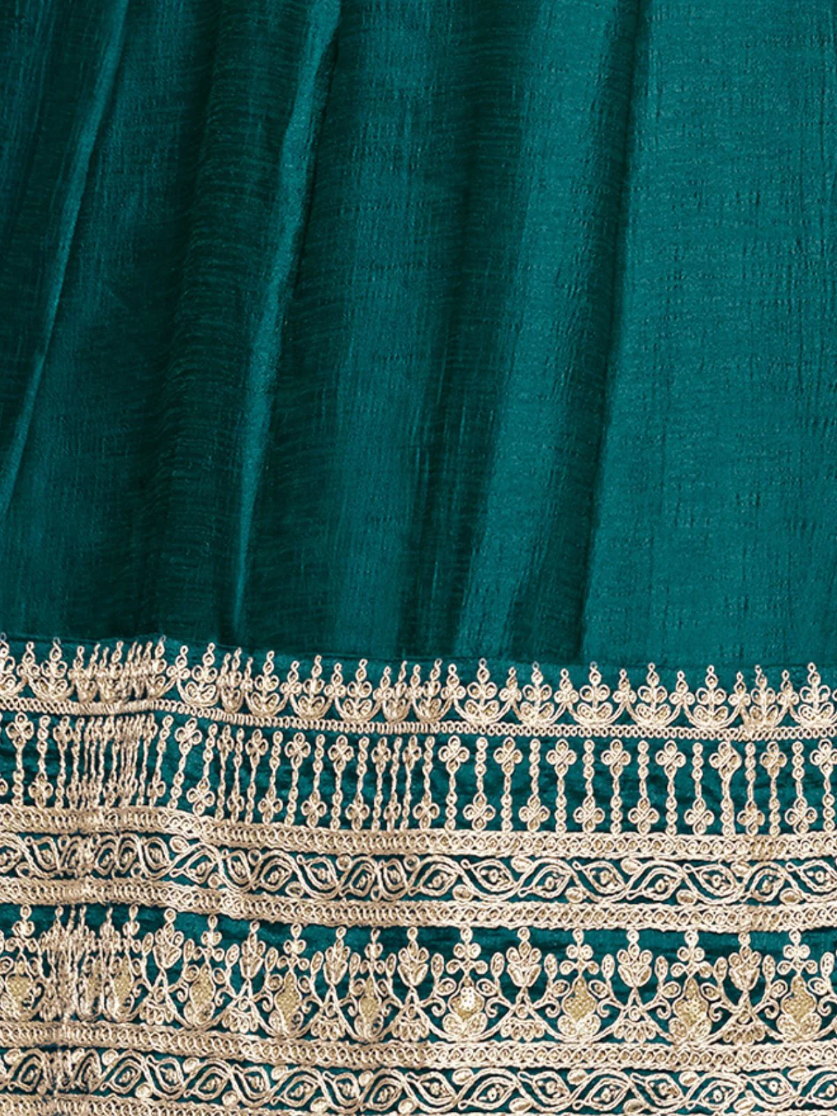 Odette Teal Embroidered Art Silk Semi Stitched Gown With Dupatta For Women - Image 5