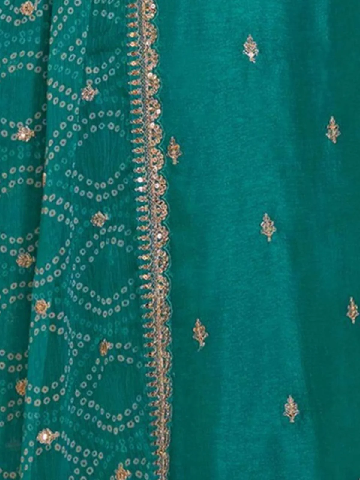 Odette Teal Georgette Embroidered Semi-Stitched Kurta Set For Women - Image 3