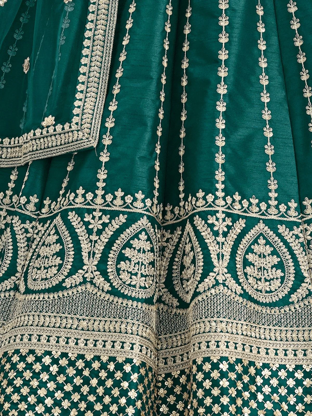 Odette Teal Green Art Silk Embellished Semi-Stitched lehenga For Women - Image 5