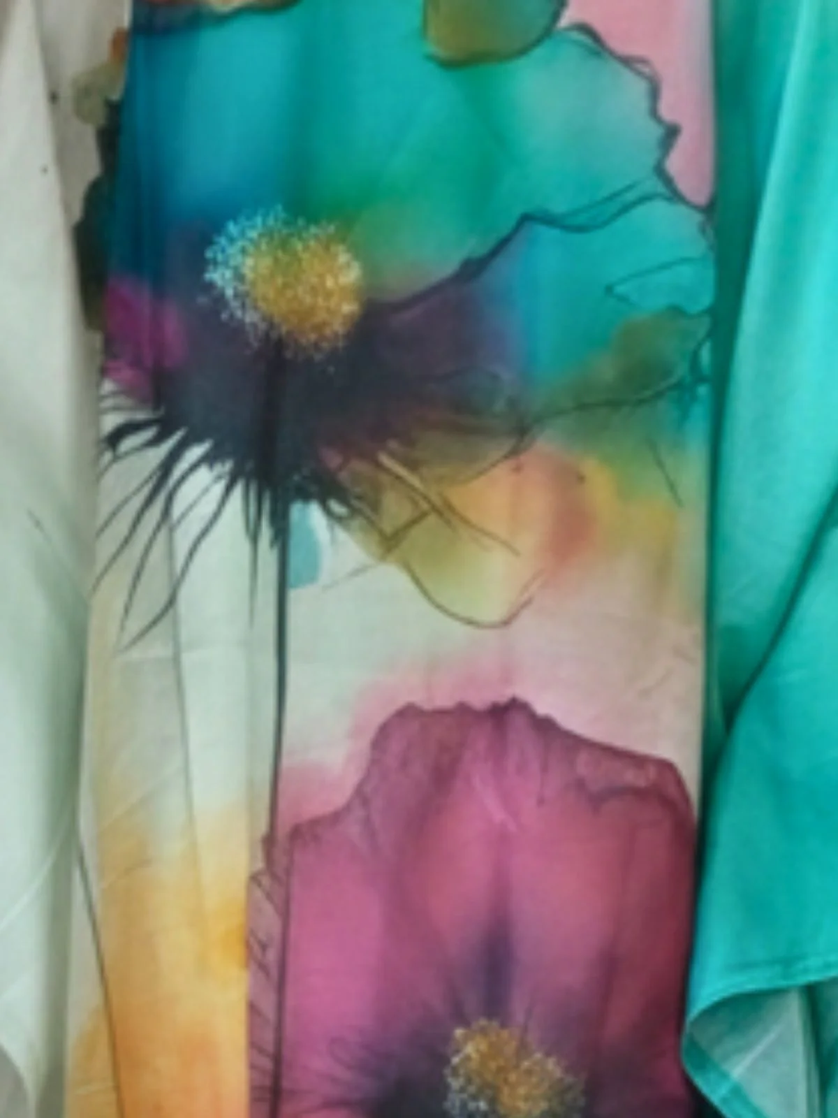 Odette Teal Green Cotton Blend Printed Kaftan For Women - Image 5