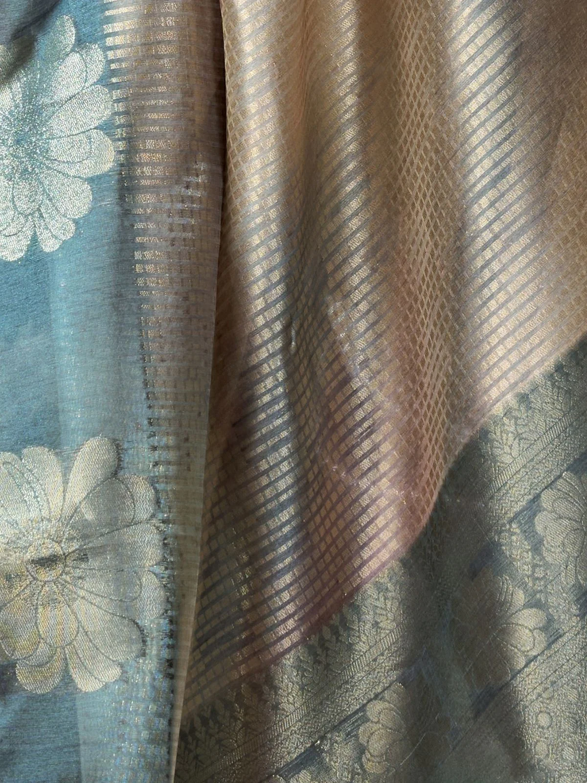 Odette Teal Green Cotton Blend Printed Saree For Women - Image 6