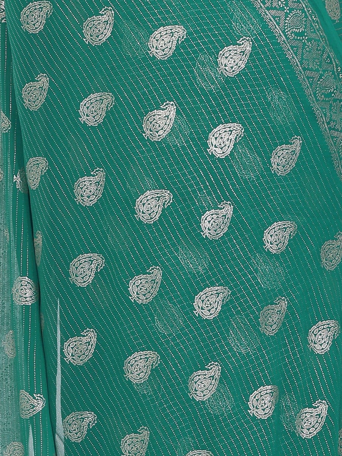 Odette Teal Green Georgette Printed Saree For Women - Image 5