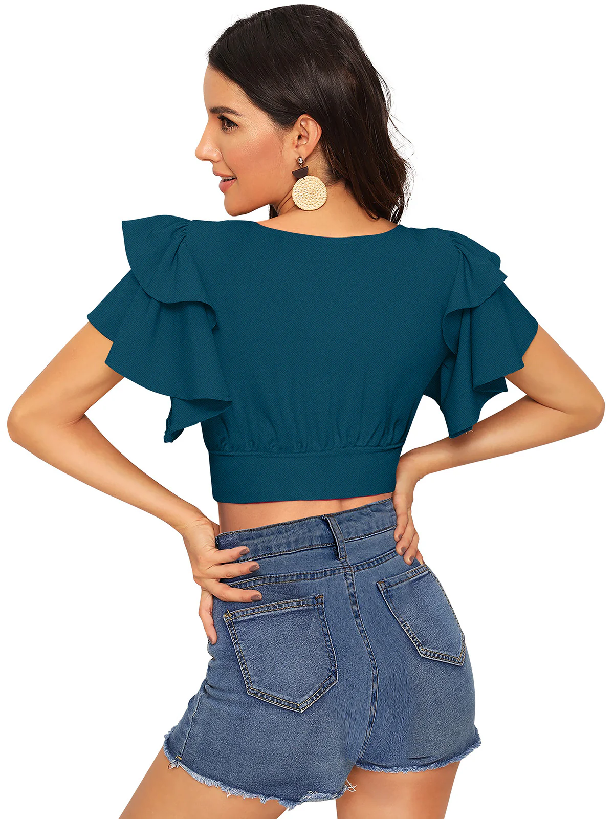 Odette Teal  Knit Fabric Top For Women - Image 5