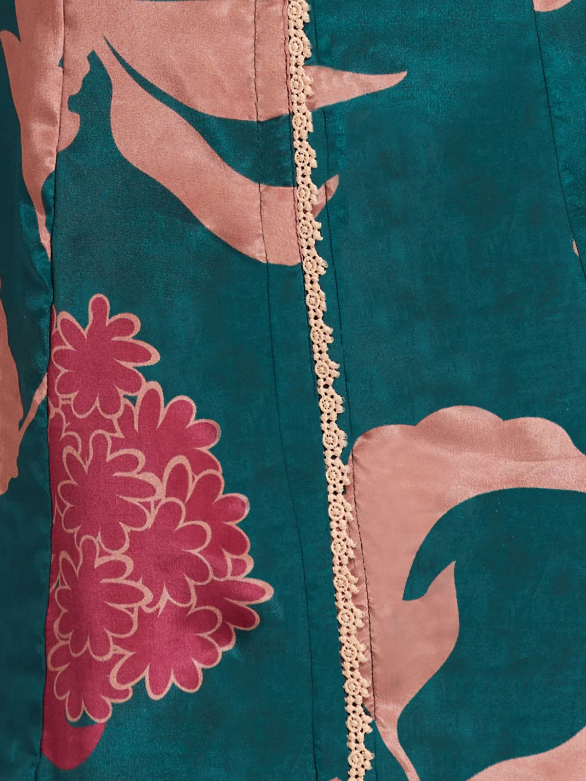 Odette Teal Silk Blend Printed Stitched Co-Ord Set For Women - Image 8