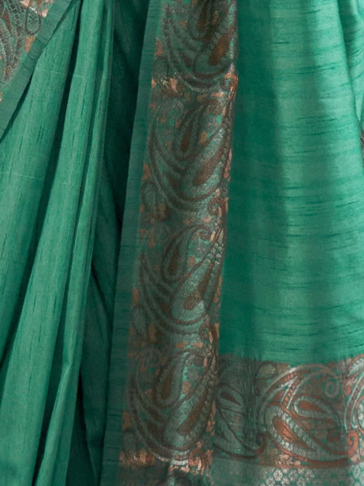 Odette Teal Silk Blend Woven Saree With Unstitched Blouse for Women - Image 3