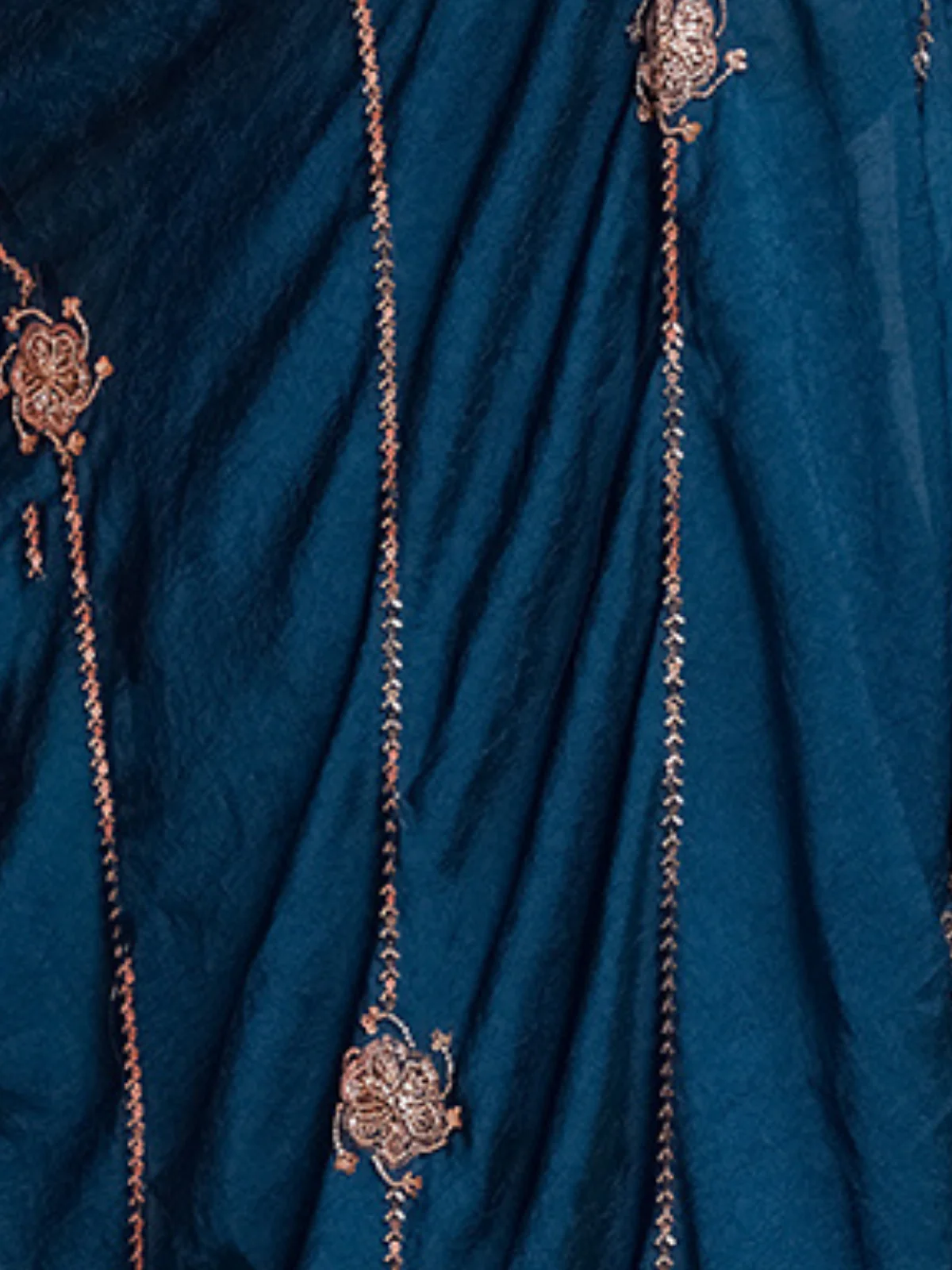 Odette Teal Blue Silk Blend Embroidered Saree For Women - Image 5