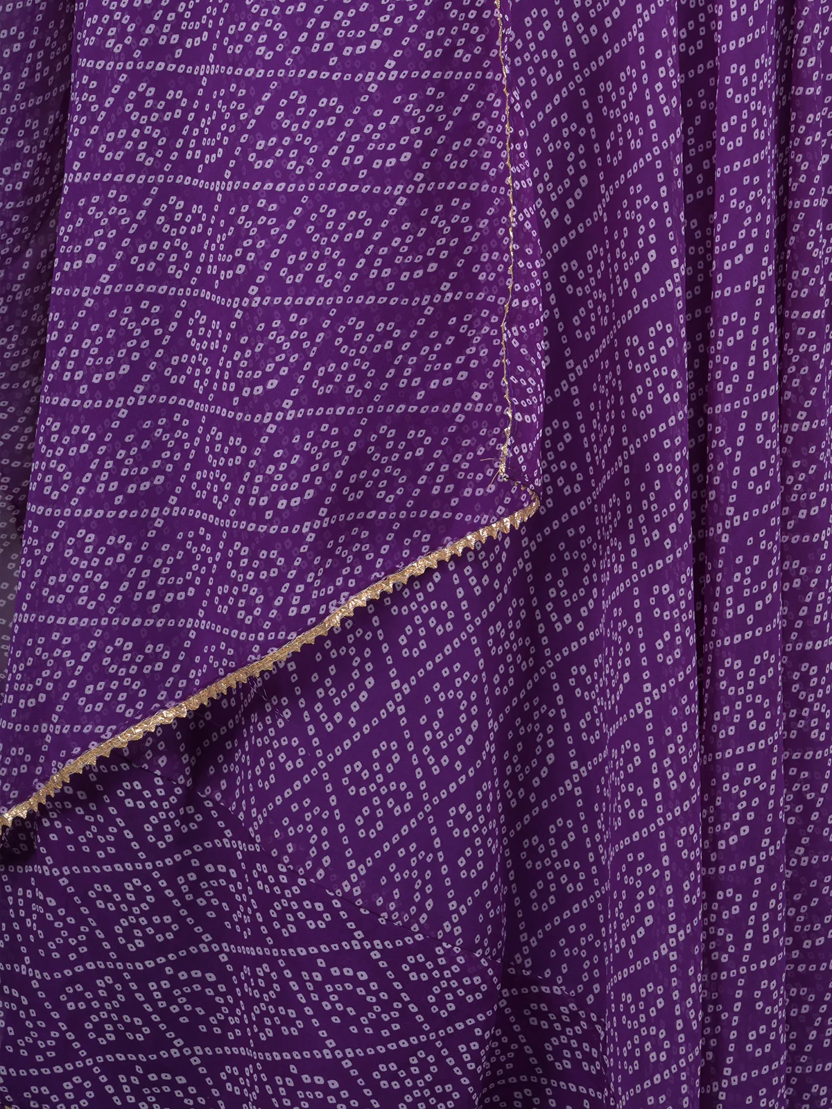 Odette Violet Bandhani Printed Georgette Semi Stitched Lehenga With Unstitched Blouse For Women - Image 5